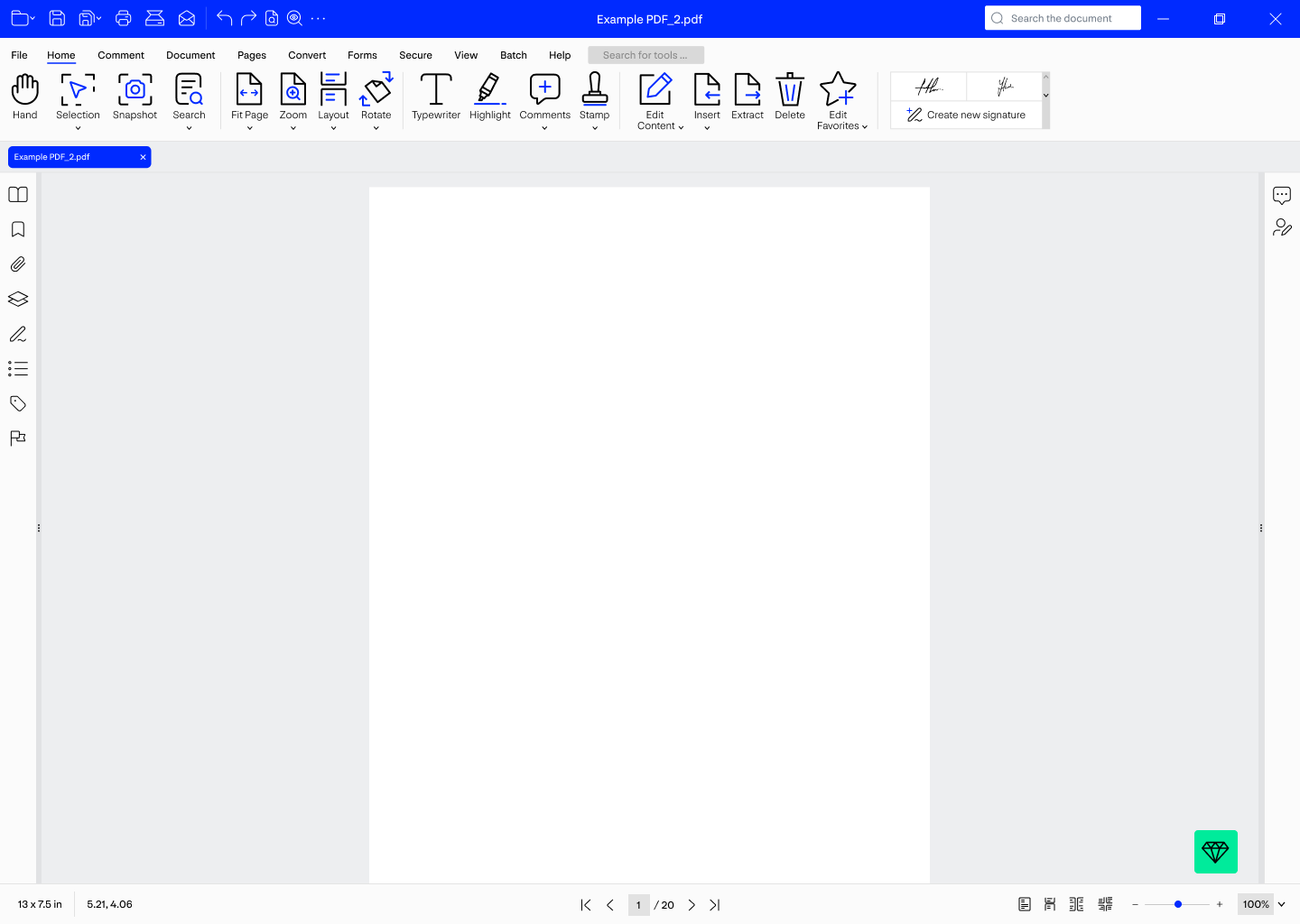 Xodo PDF Studio before the redesign: a saturated blue title bar and blue command strip above a single undifferentiated row of small icon buttons, with a narrow icon rail down the left edge.